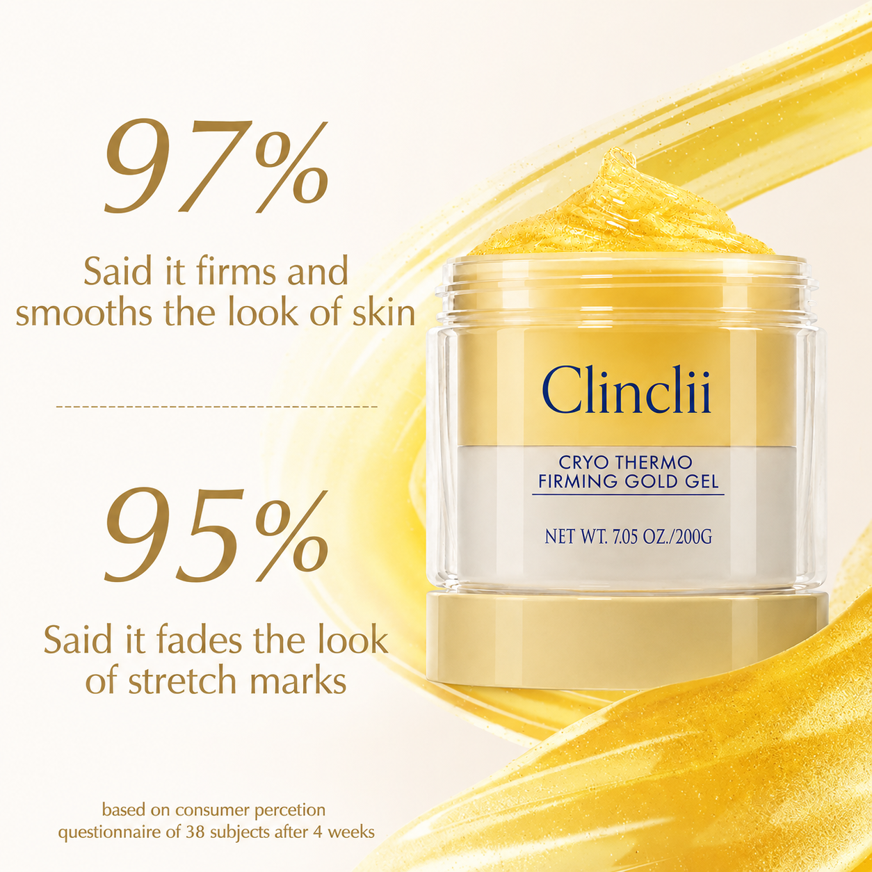 Clinclii® 15-Day Fast-Acting Anti Cellulite Sculpting & Tightening Burn Gold Massage Cream