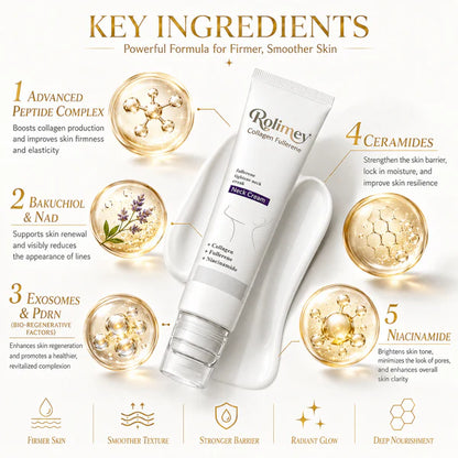 🎁💫Rolimey® Collagen Fullerene Cream, Rolimey Collagen Cream with Collagen Peptides, 2026 New Tighten & Lift Cream for Crepey Skin, Wrinkles and Tightening for Skin Types